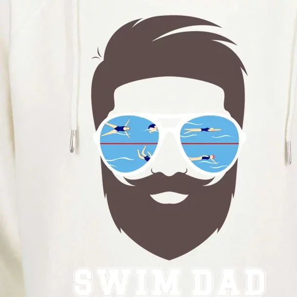 Swim Dad Beard Swimming Dad Of A Swimmer Father Cute Gift Womens Funnel Neck Pullover Hood