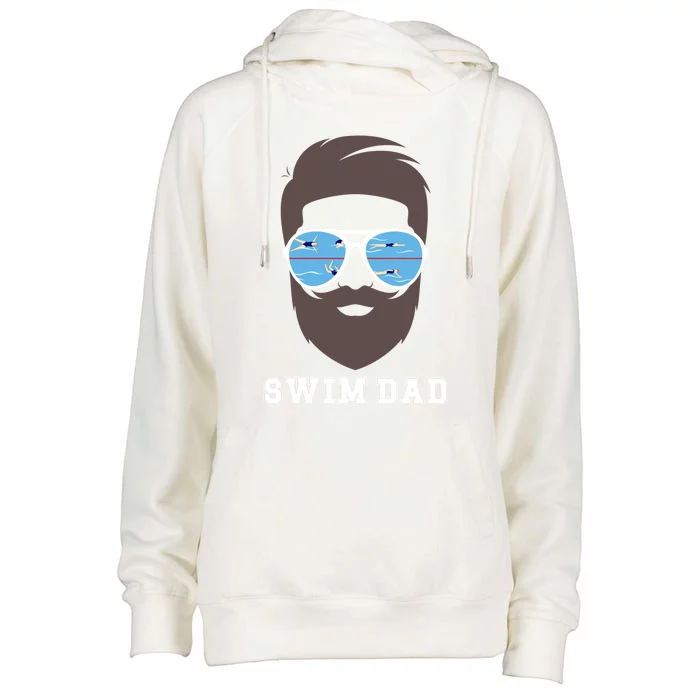 Swim Dad Beard Swimming Dad Of A Swimmer Father Cute Gift Womens Funnel Neck Pullover Hood