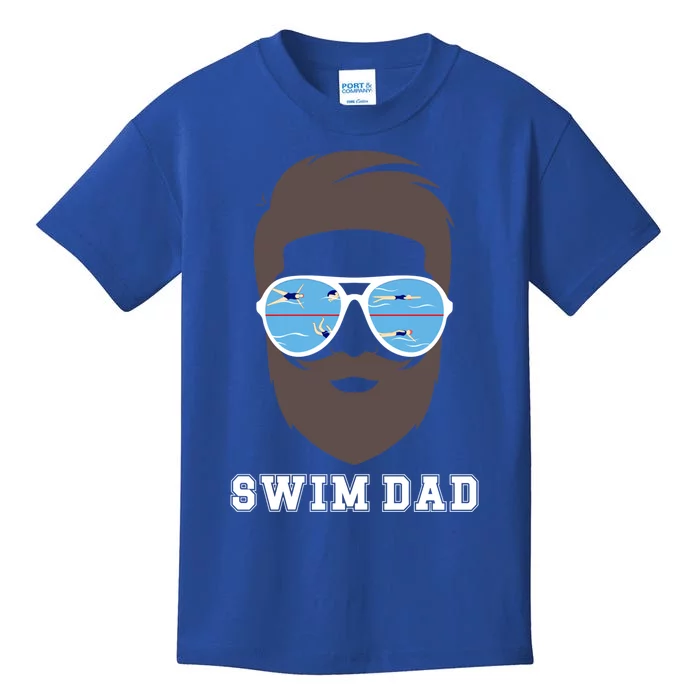 Swim Dad Beard Swimming Dad Of A Swimmer Father Cute Gift Kids T-Shirt