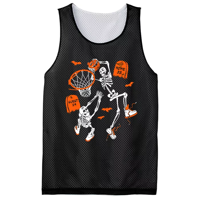 Skeleton Dunking Basketball Halloween Costume Mesh Reversible Basketball Jersey Tank