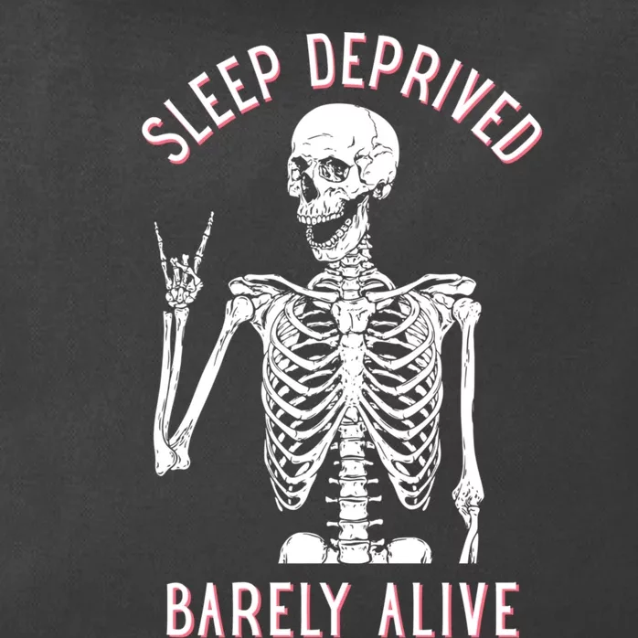 Sleep Deprived Barely Alive Funny Skeleton Halloween Funny Sarcastic G Zip Tote Bag