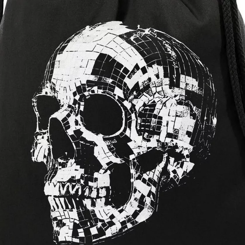 Skull Disco Ball Drawstring Bag