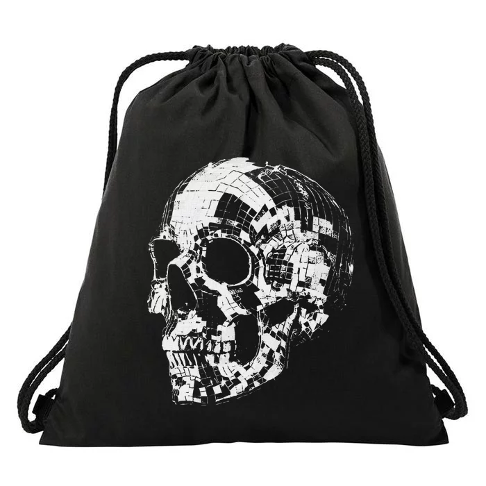 Skull Disco Ball Drawstring Bag