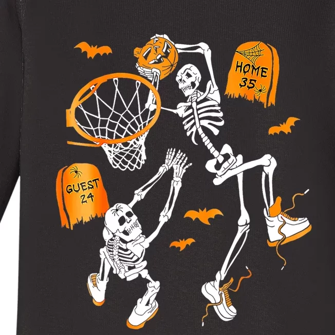 Skeleton Dunking Basketball Halloween Costume Baby Long Sleeve Bodysuit