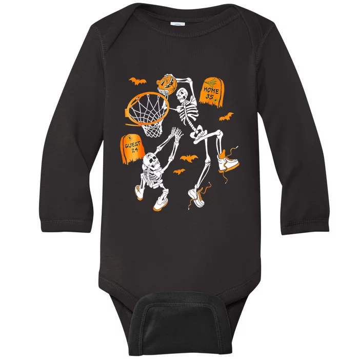 Skeleton Dunking Basketball Halloween Costume Baby Long Sleeve Bodysuit