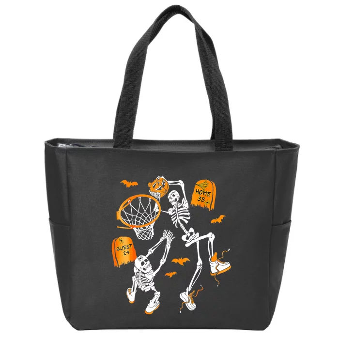 Skeleton Dunking Basketball Halloween Costume Zip Tote Bag