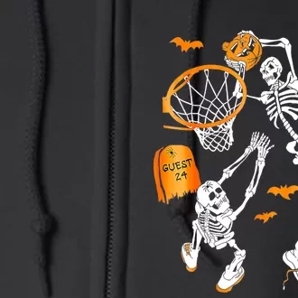 Skeleton Dunking Basketball Halloween Costume Full Zip Hoodie