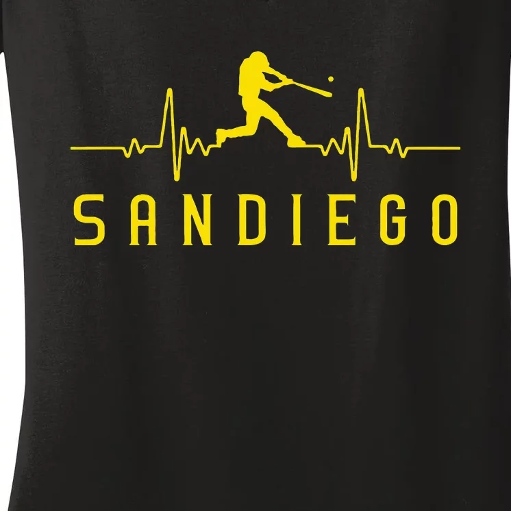 San Diego Baseball Heartbeat Sd Women's V-Neck T-Shirt