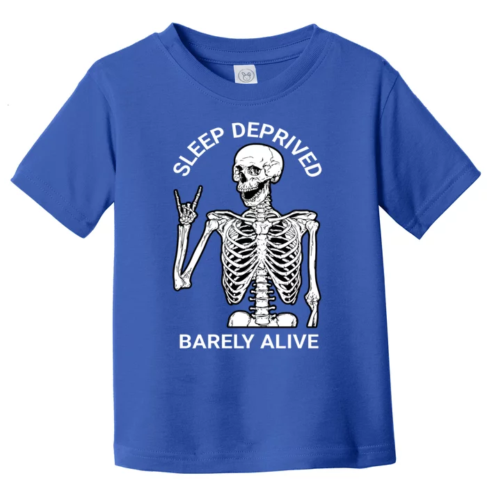 Sleep Deprived Barely Alive Skeleton Rock Star Blackwork Gift Toddler T-Shirt