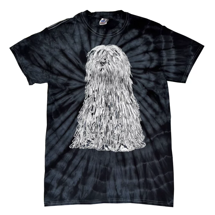 Sitting Dog Bergamasco Sheepdog Tie-Dye T-Shirt