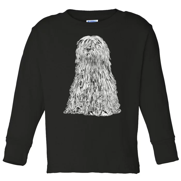 Sitting Dog Bergamasco Sheepdog Toddler Long Sleeve Shirt