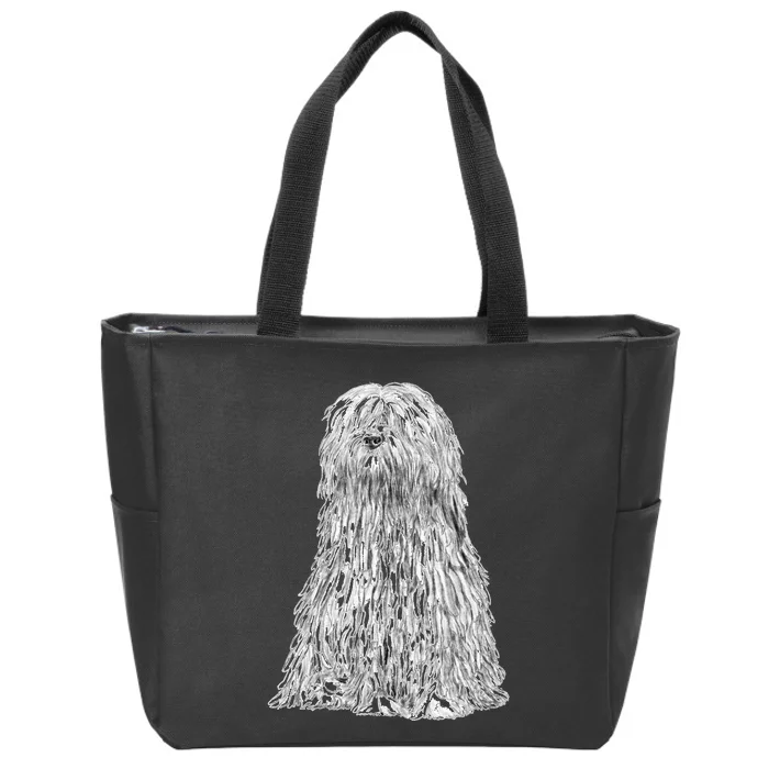 Sitting Dog Bergamasco Sheepdog Zip Tote Bag