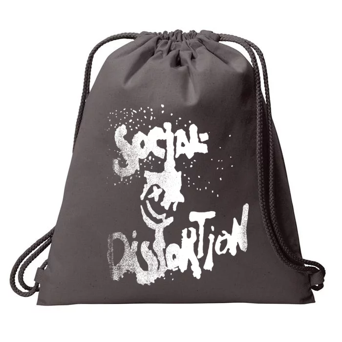 Social Distortion Black Splatter Smiley Drawstring Bag