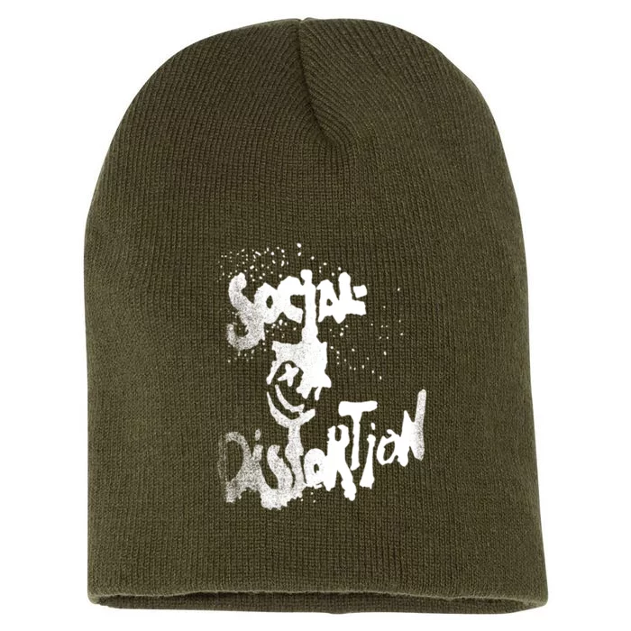 Social Distortion Black Splatter Smiley Short Acrylic Beanie