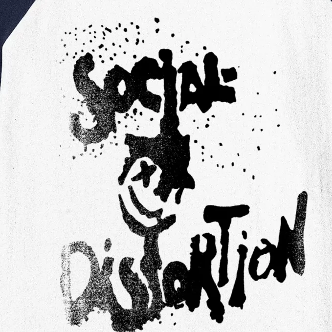 Social Distortion Black Splatter Smiley Baseball Sleeve Shirt