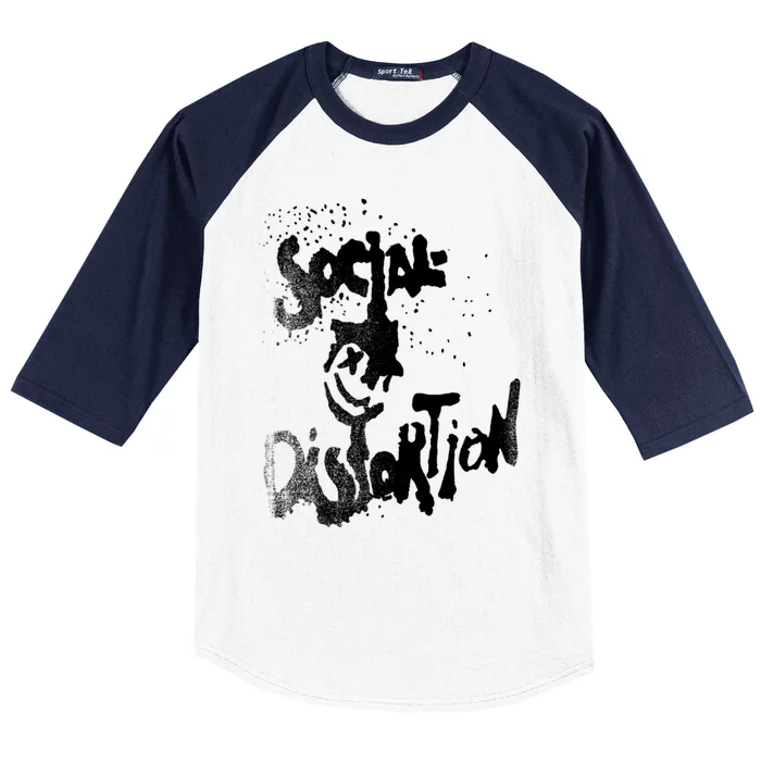 Social Distortion Black Splatter Smiley Baseball Sleeve Shirt