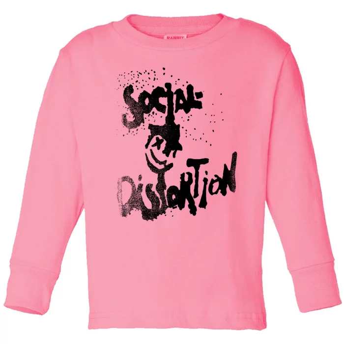 Social Distortion Black Splatter Smiley Toddler Long Sleeve Shirt