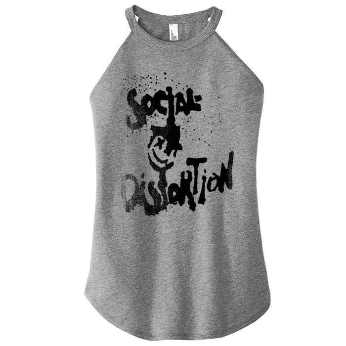 Social Distortion Black Splatter Smiley Women’s Perfect Tri Rocker Tank