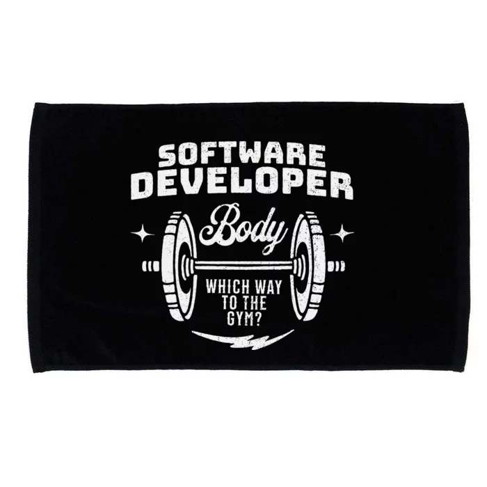 Software Developer Body Weightlifter Funny Gag Exercise Gym Microfiber Hand Towel