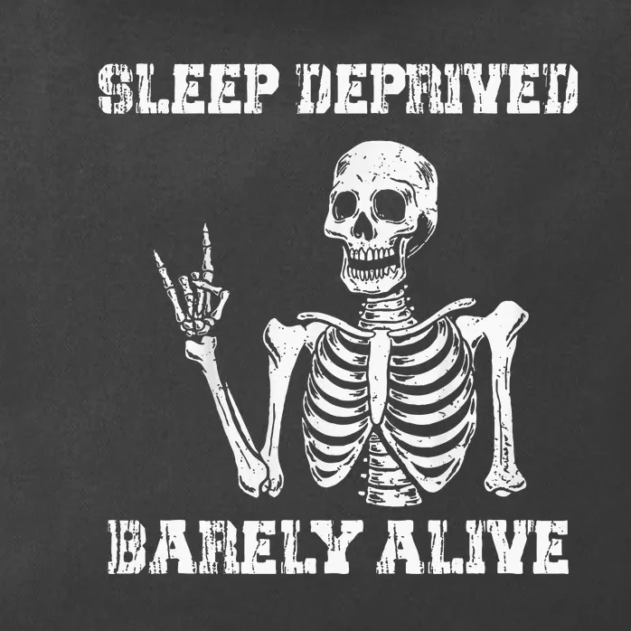 Sleep Deprived Barely Alive Funny Skeleton Halloween Zip Tote Bag