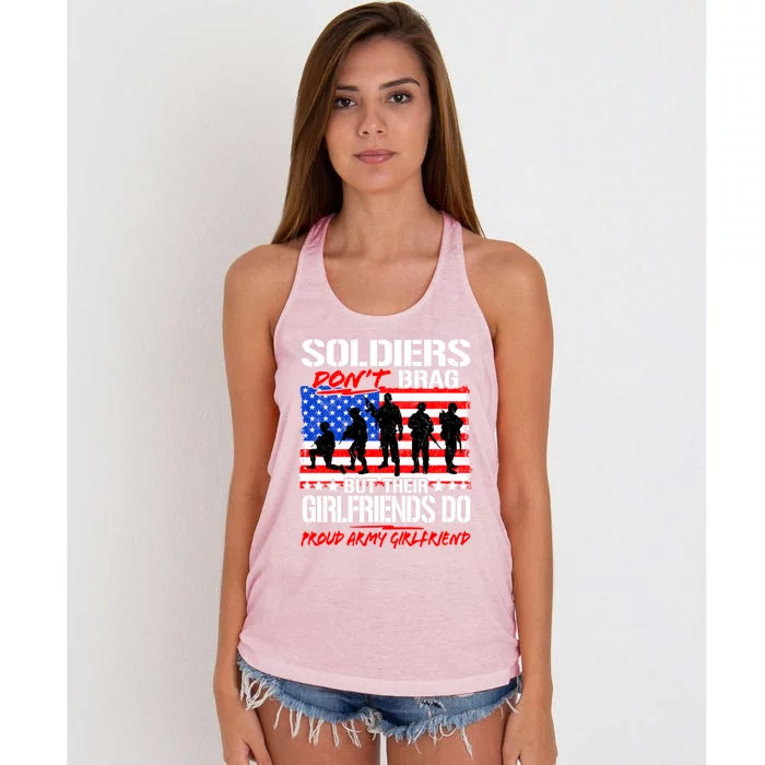 Soldiers Don't Brag Proud Army Friend Funny Military Great Gift Women's Knotted Racerback Tank