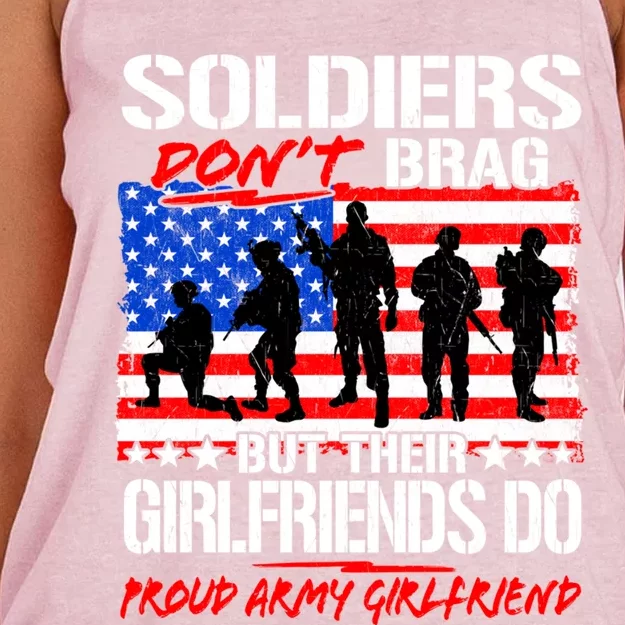 Soldiers Don't Brag Proud Army Friend Funny Military Great Gift Women's Knotted Racerback Tank