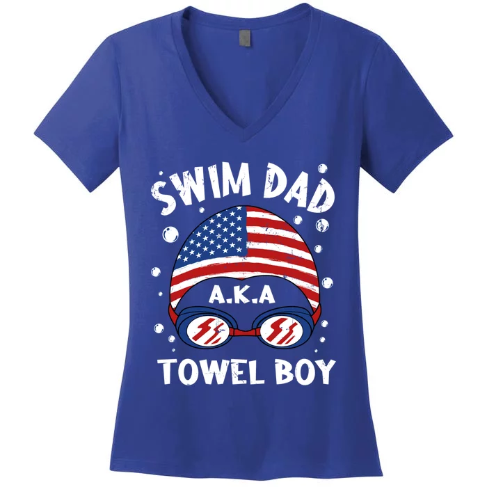 Swim Dad Coach Swimmer Trainer Athlete Swimming Styles Sport Gift Women's V-Neck T-Shirt