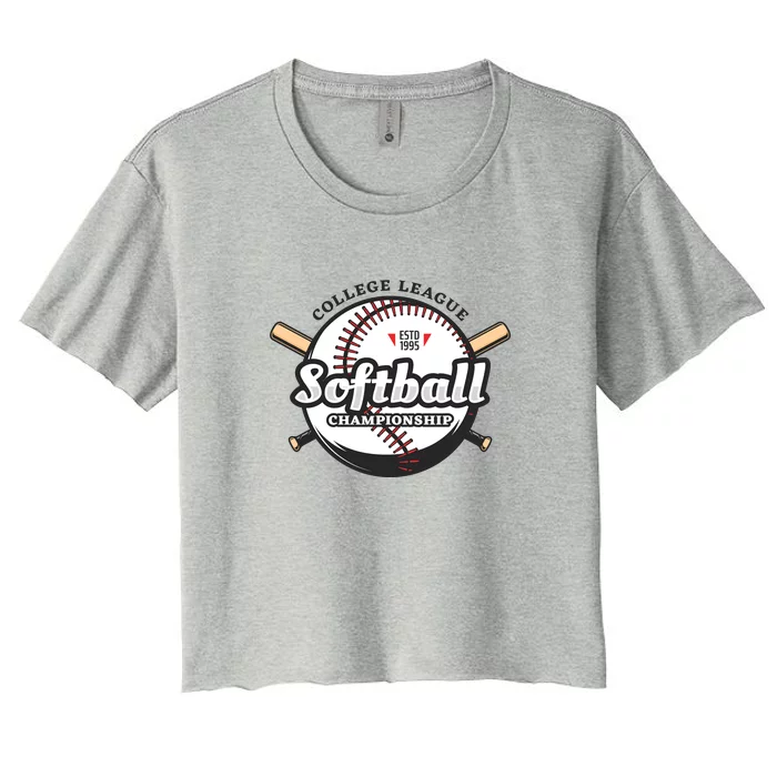 Softball Design College League Championship Women's Crop Top Tee