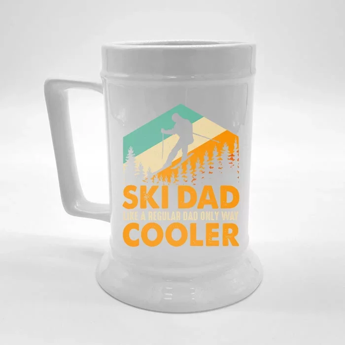 Ski Dad Cool Dads Love Skiing Winter Sport Ski Jumping Gift Front & Back Beer Stein