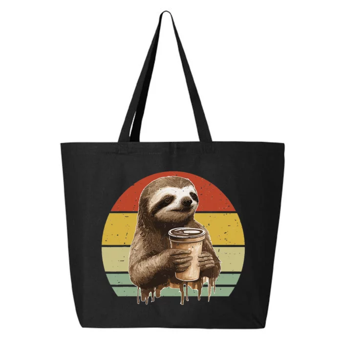 Sloth Drinking Coffee Funny Sloths And Coffee Lover Vintage 25L Jumbo Tote