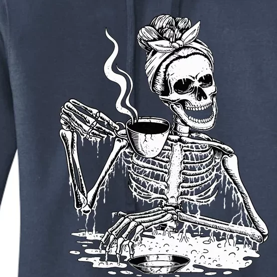 Skeleton Drinking Coffee Lazy & Easy Women Halloween Costume Women's Pullover Hoodie