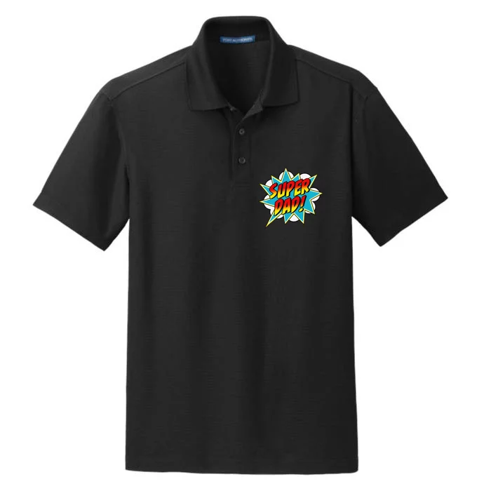 Super Dad Comic Book Superhero Father's Day Dry Zone Grid Performance Polo