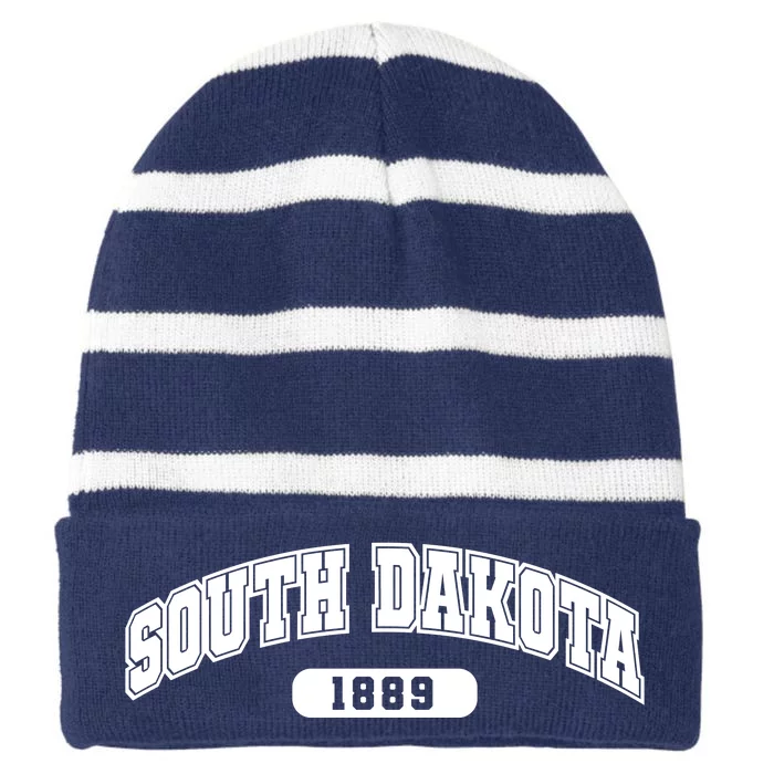 South Dakota Collegiate Style 1889 Striped Beanie with Solid Band