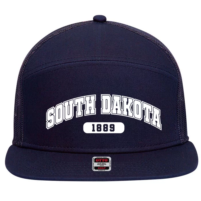 South Dakota Collegiate Style 1889 7 Panel Mesh Trucker Snapback Hat