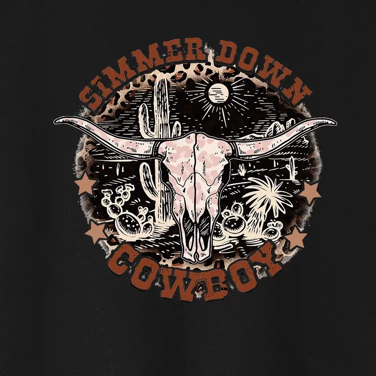 Simmer Down Cow vintage Punchy Cow Killers bull horn Women's Crop Top Tee