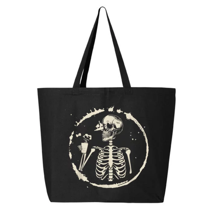 Skeleton Drinking Coffee shirt, Lazy Halloween Costume Skull 25L Jumbo Tote