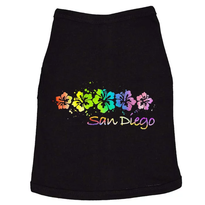 San Diego CA Watercolor Beach & Surf Doggie Tank