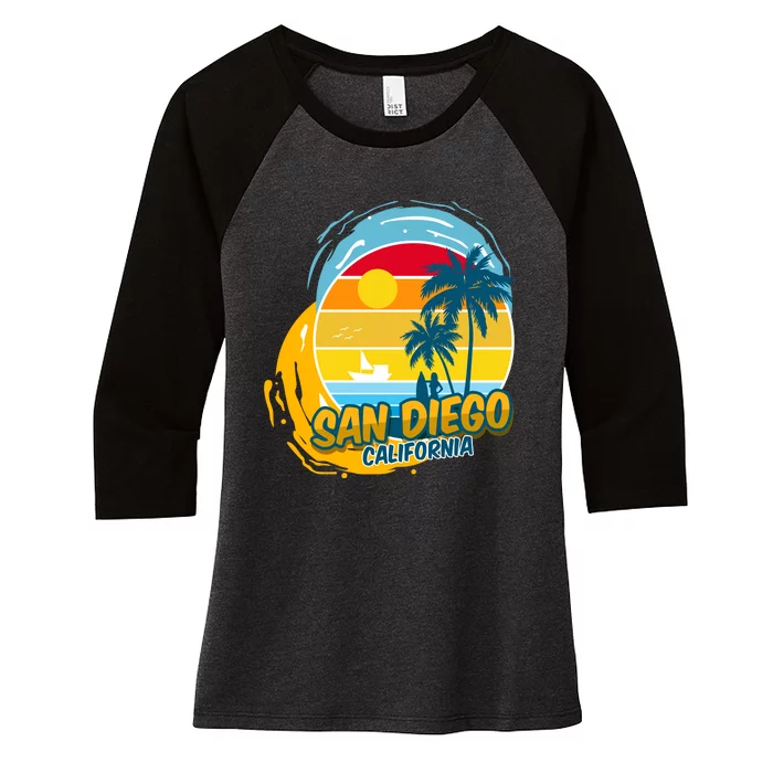 San Diego California Women's Tri-Blend 3/4-Sleeve Raglan Shirt