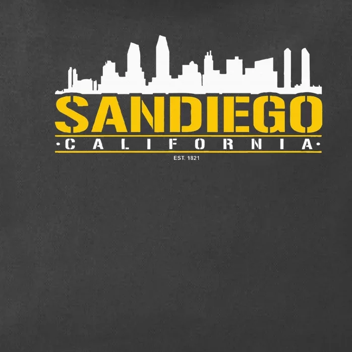 San Diego California White Brown & Gold Baseball Inspired Zip Tote Bag