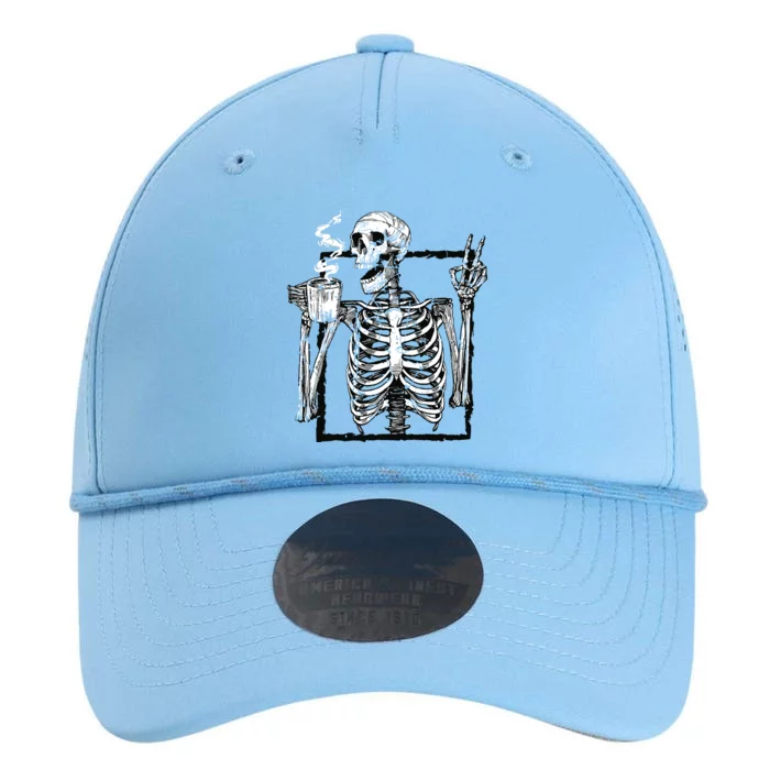 Skeleton Drinking Coffee Gothic Peace Sign Halloween Grunge Performance The Dyno Cap