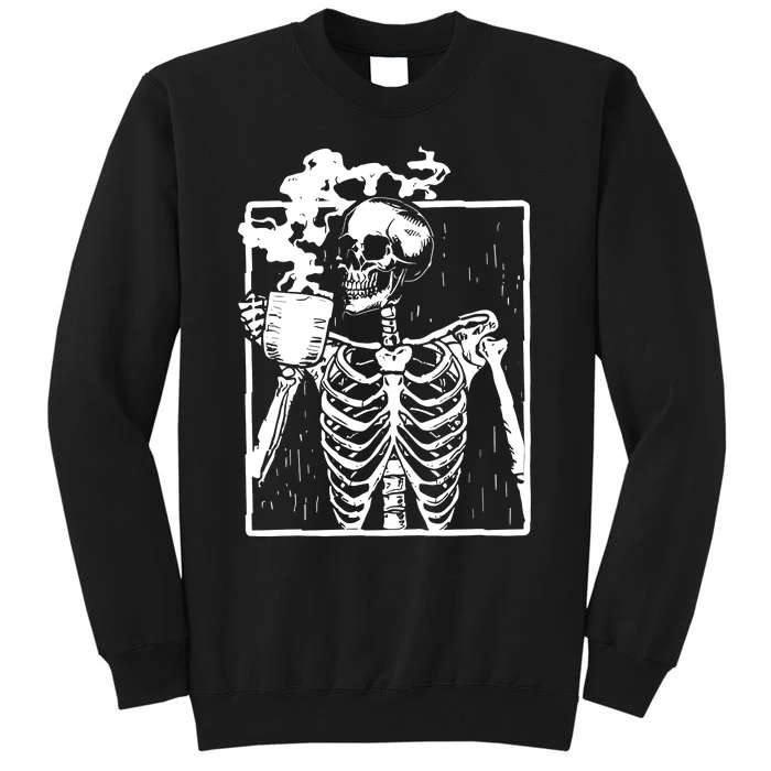 Skeleton Drinking Coffee Sweatshirt