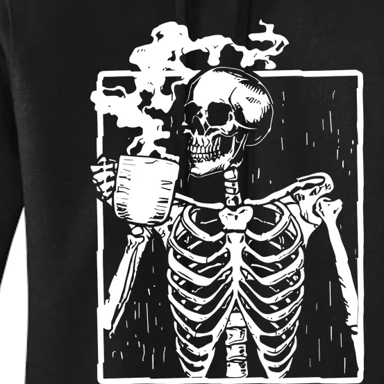 Skeleton Drinking Coffee Women's Pullover Hoodie