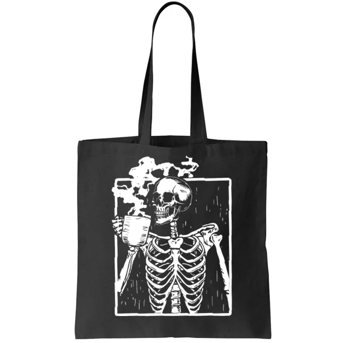 Skeleton Drinking Coffee Tote Bag