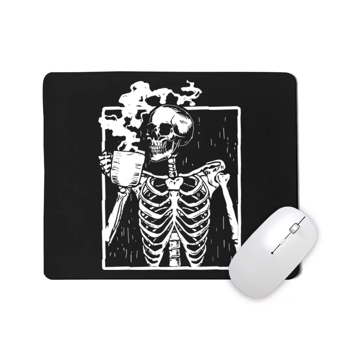 Skeleton Drinking Coffee Mousepad