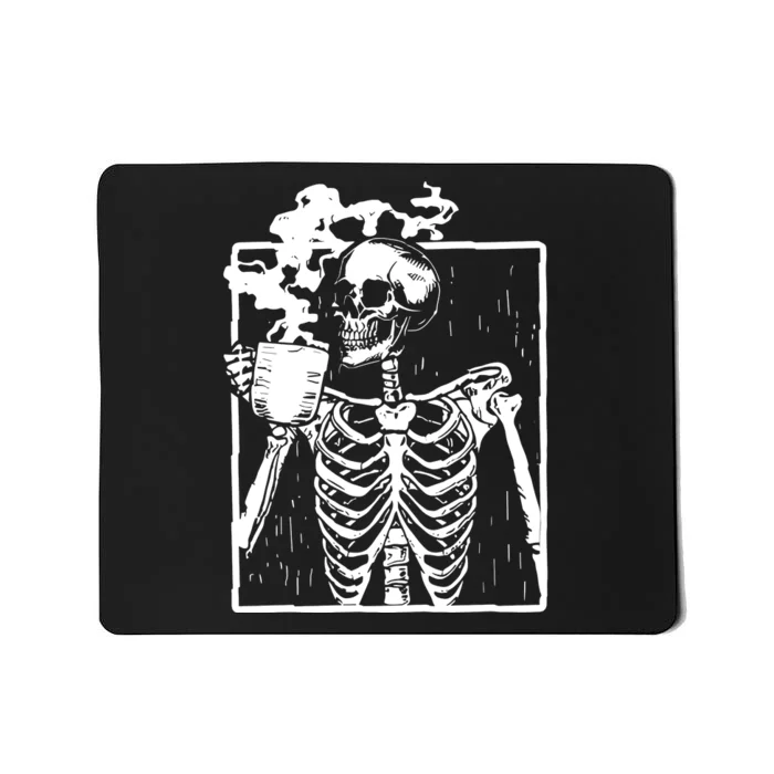 Skeleton Drinking Coffee Mousepad