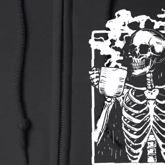 Skeleton Drinking Coffee Full Zip Hoodie