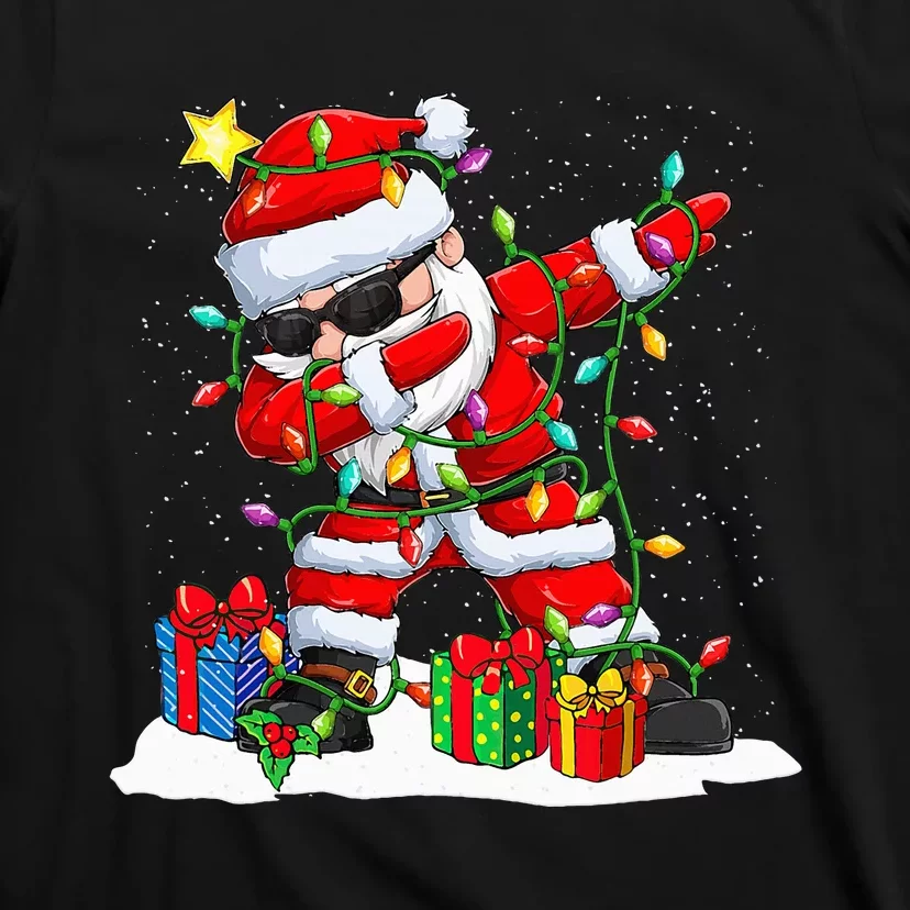 Santa Dabbing Christmas Tree Light Xmas Claus Gifts T-Shirt