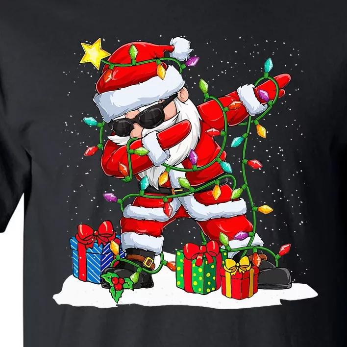 Santa Dabbing Christmas Tree Light Xmas Claus Gifts Tall T-Shirt