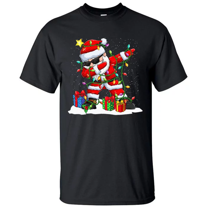 Santa Dabbing Christmas Tree Light Xmas Claus Gifts Tall T-Shirt