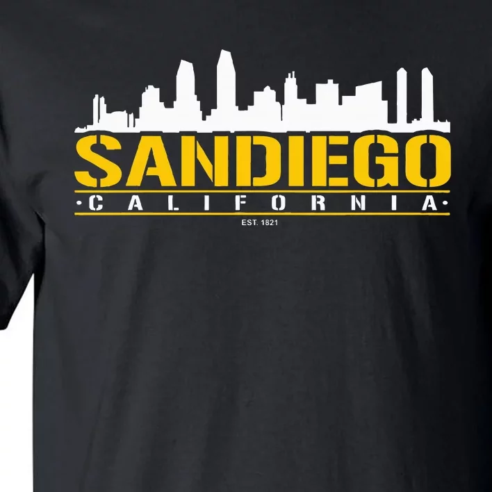 San Diego California White Brown & Gold Baseball Inspired Tall T-Shirt